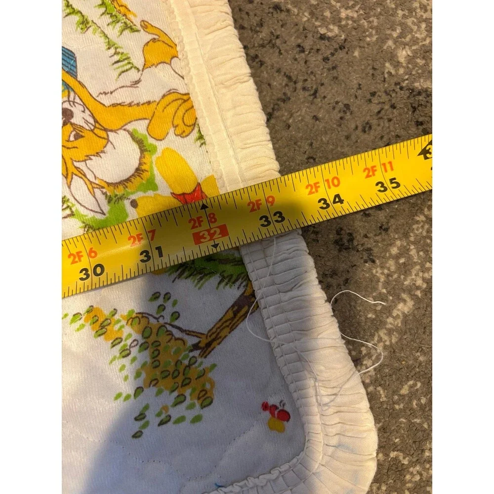 VTG Winnie The Pooh Tigger Eeyore Piglet AOP Quilted Ribbed Crib Baby Blanket